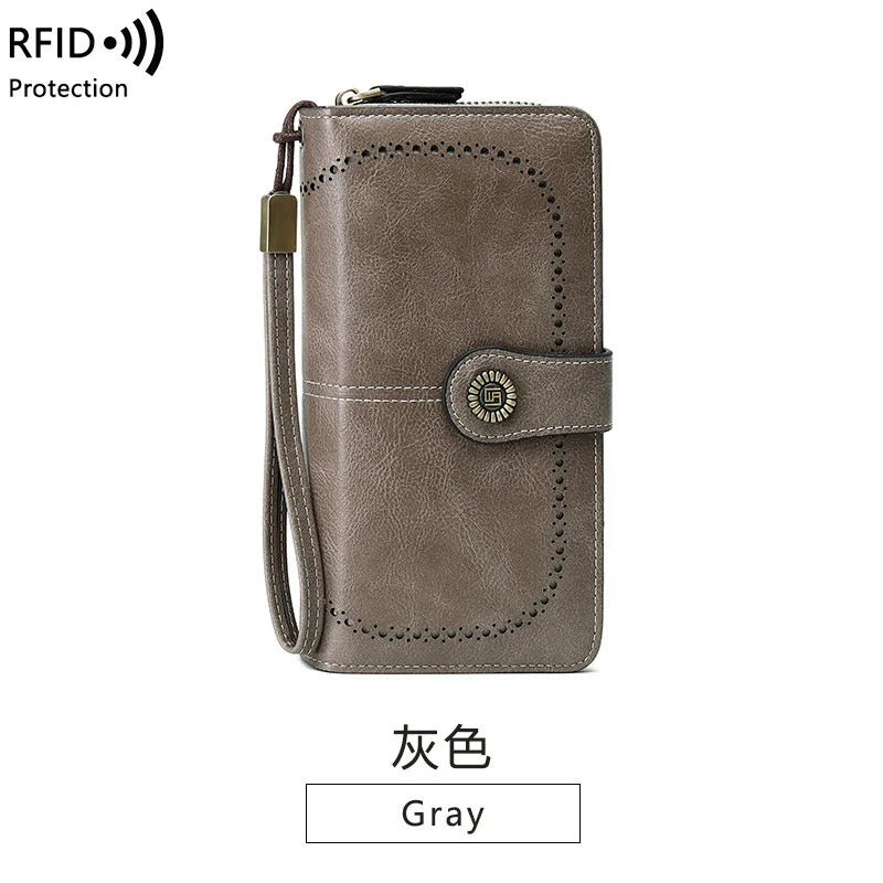 RFID Antimagnetic Wallet Long Zipper Women's Wallet