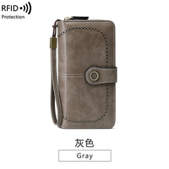 RFID Antimagnetic Wallet Long Zipper Women's Wallet