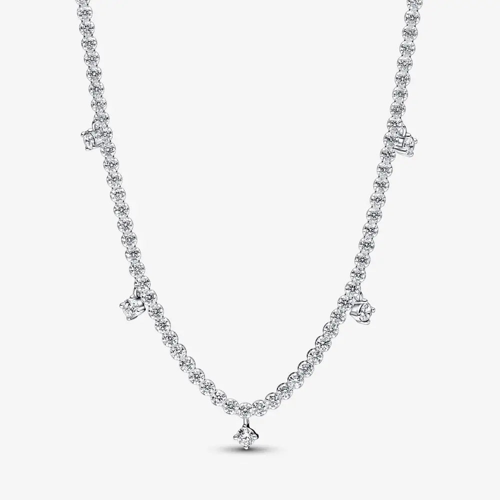 925 Sterling Silver Sparkling Drop Necklace for Women