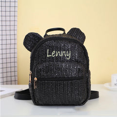 Woven Straw Backpack Personalized Name Fresh Casual Bag Embroidered Name