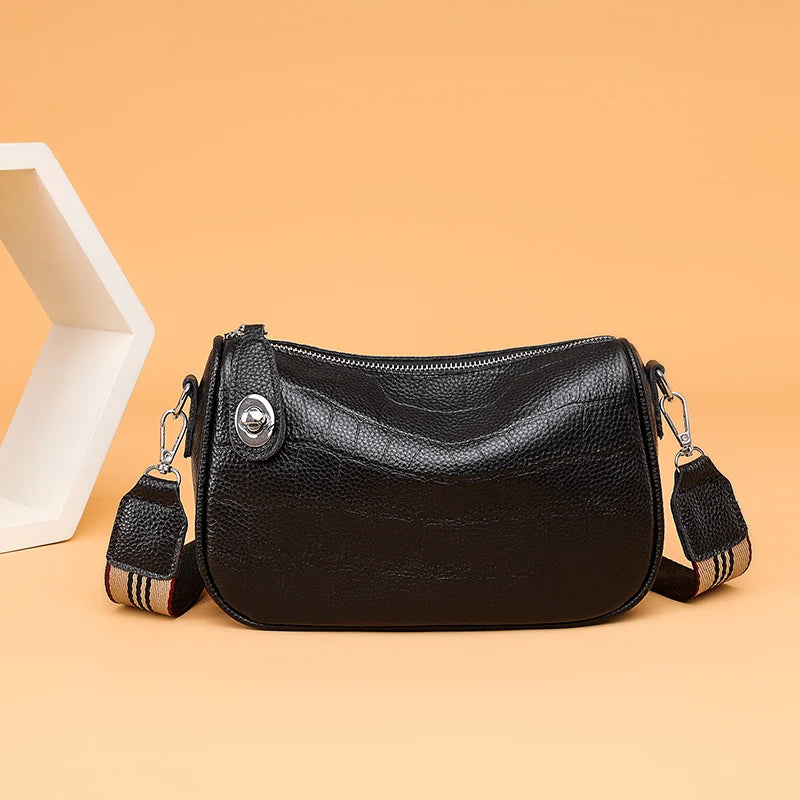 Women Shoulder Bag Cowhide Leather Messenger Handbag