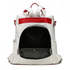 Anti-Theft Leather Women Backpack Large Capacity School Bags