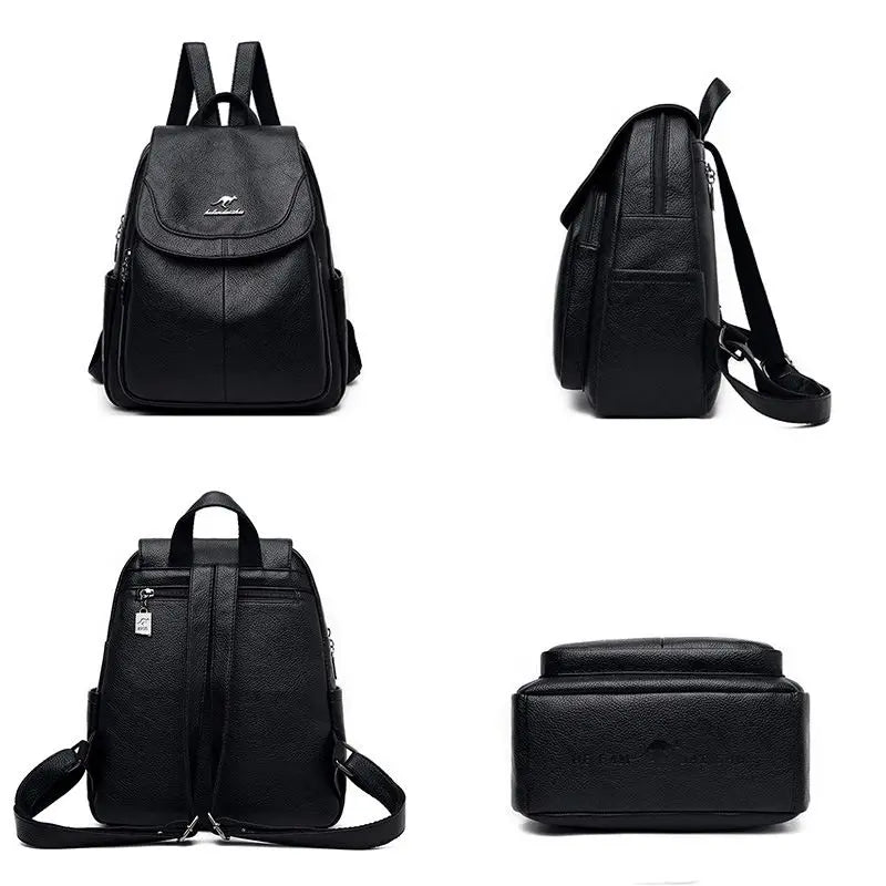 PU Leather Backpack Women High Capacity Shoulder Bag Lady Travel Backpack