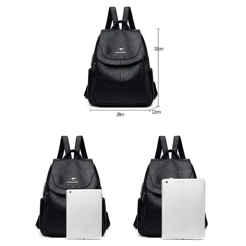 PU Leather Backpack Women High Capacity Shoulder Bag Lady Travel Backpack