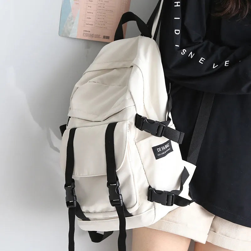 High-capacity Tooling Women Backpack Solid School Bag for Teenage Girls