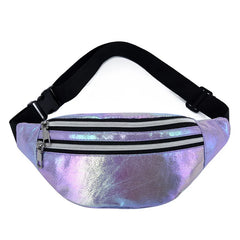 Holographic Fanny Pack Laser PU Waist Bag for Travel