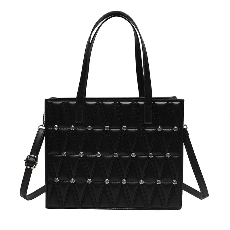 Hot Diamond Inlaid Leather Handheld Bag