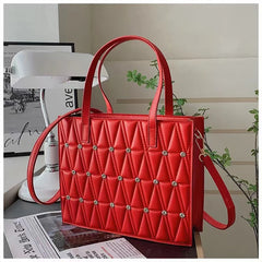 Hot Diamond Inlaid Leather Handheld Bag