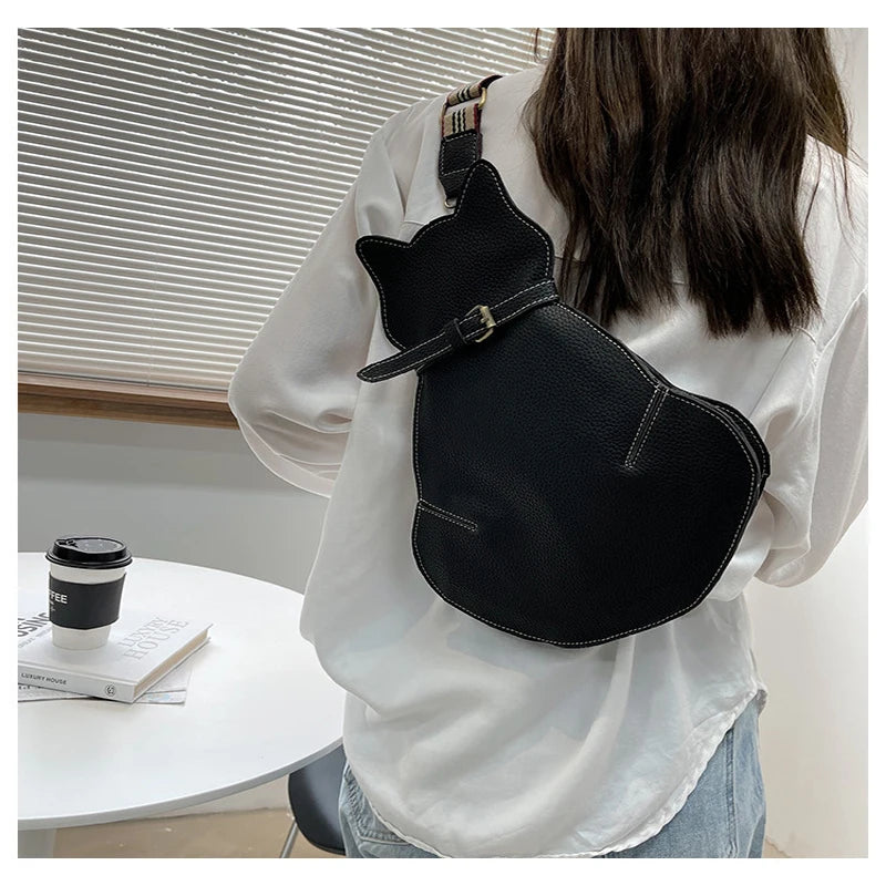 Red High Chest Bag Personality Cat Shoulder Women's Bag