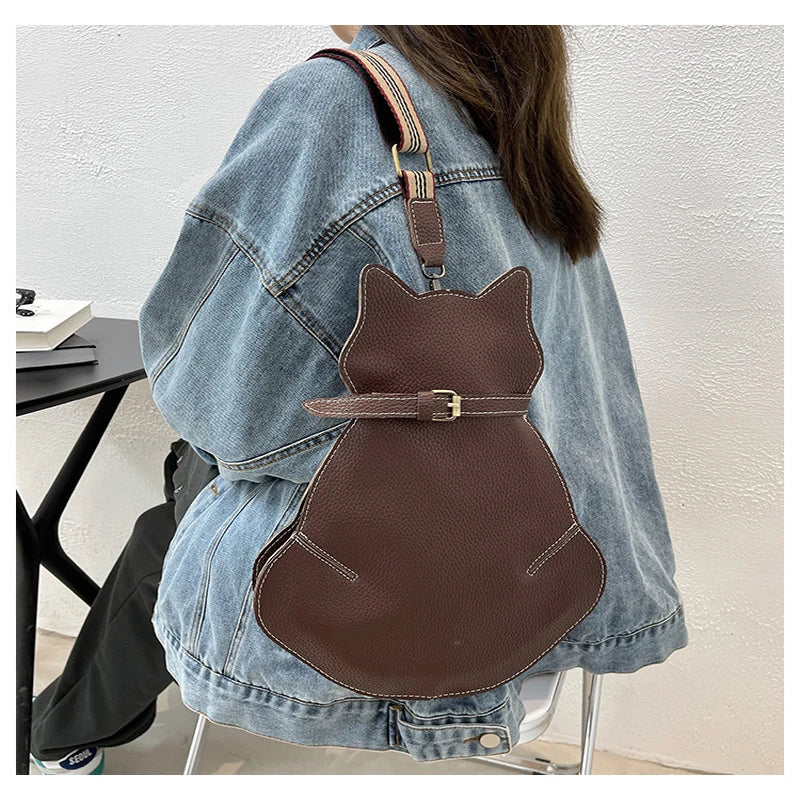 Red High Chest Bag Personality Cat Shoulder Women's Bag