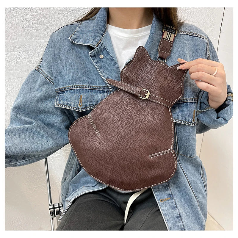 Red High Chest Bag Personality Cat Shoulder Women's Bag