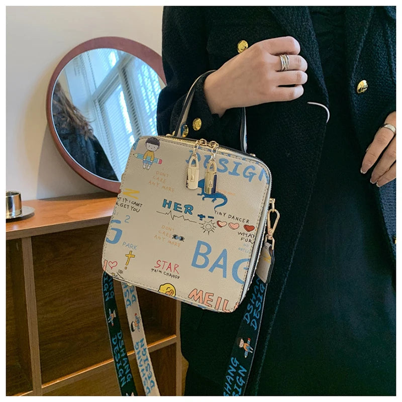 Graffiti Leather Shoulder Bag