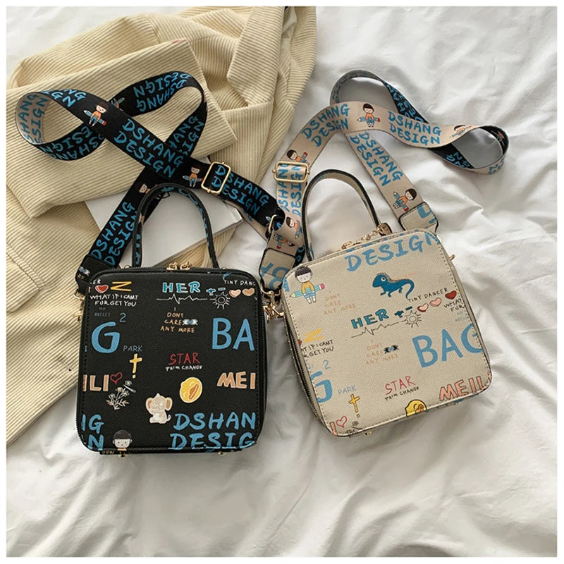 Graffiti Leather Shoulder Bag