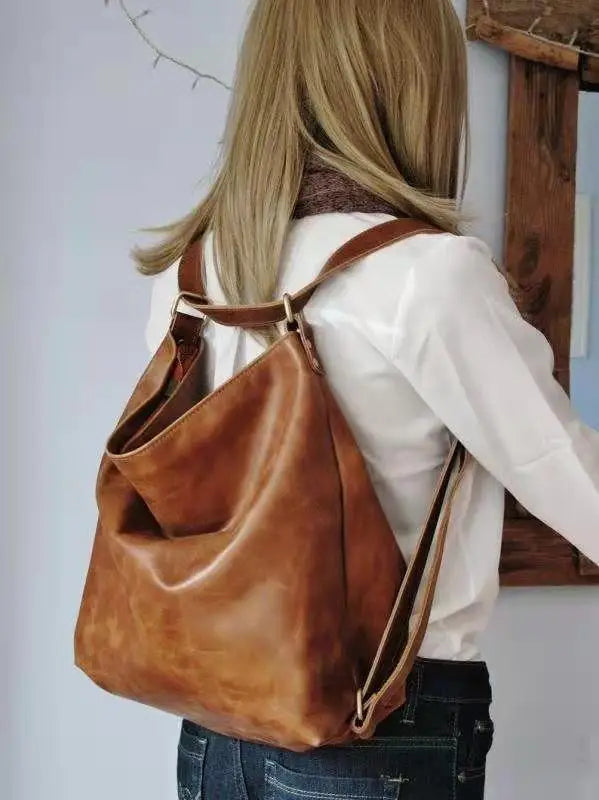 Vintage PU Leather Large Women Shoulder Bag Retro Ladies Crossbody Bag