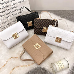 Women's Small Shoulder Bag Lattice Handbag Chain Messenger Crossbody Purse