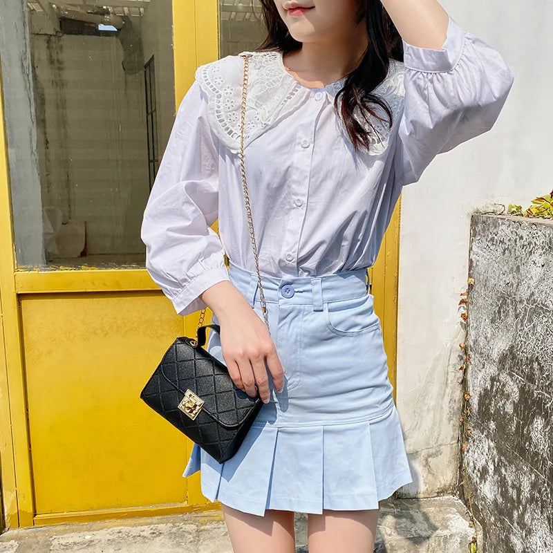 Women's Small Shoulder Bag Lattice Handbag Chain Messenger Crossbody Purse