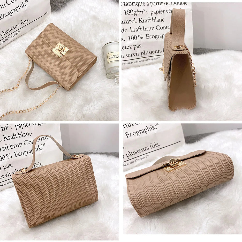 Women's Small Shoulder Bag Lattice Handbag Chain Messenger Crossbody Purse