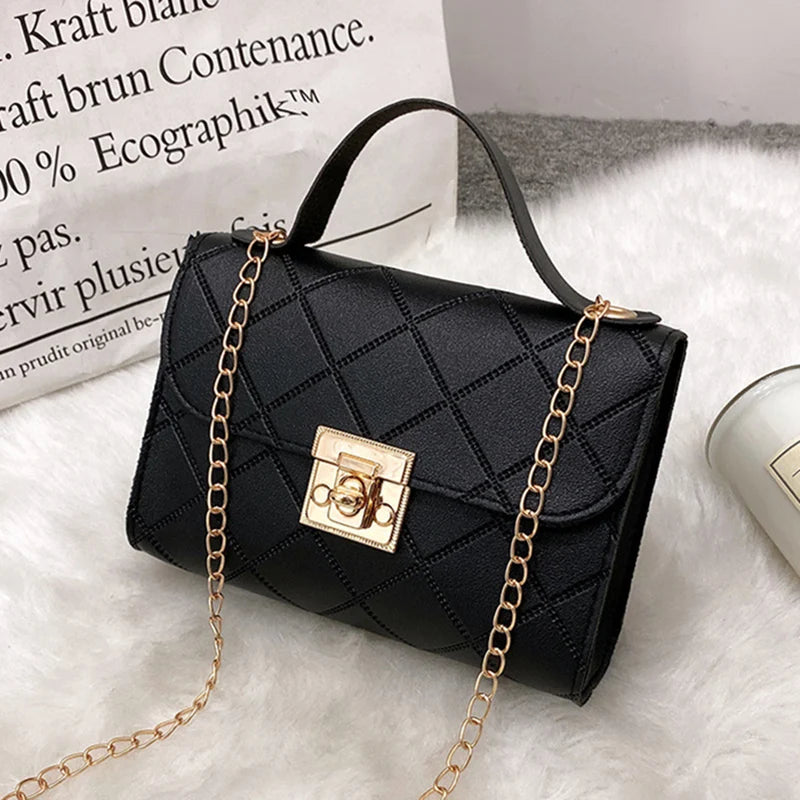 Women's Small Shoulder Bag Lattice Handbag Chain Messenger Crossbody Purse
