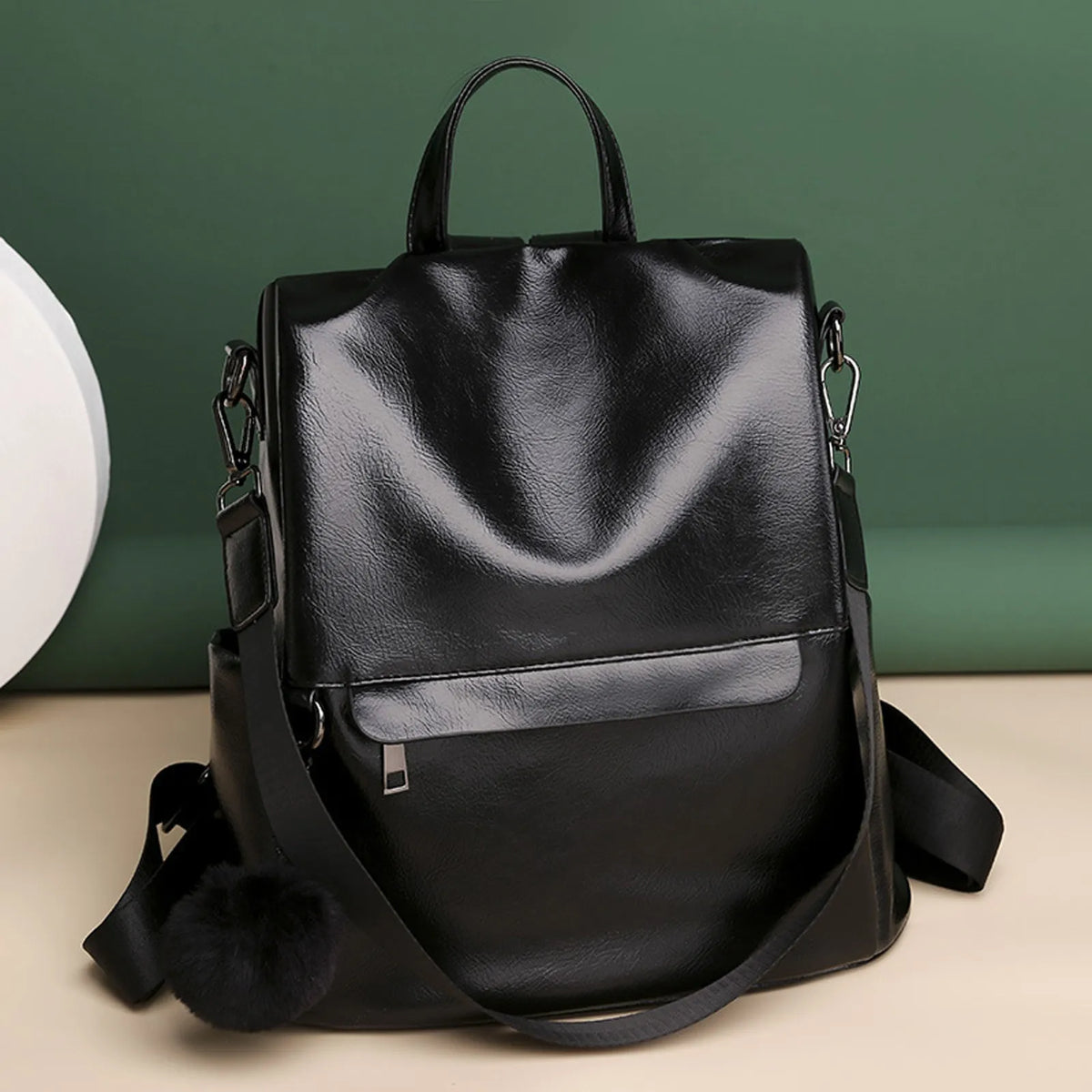 Women's Adjustable Shoulder Backpack Solid Color