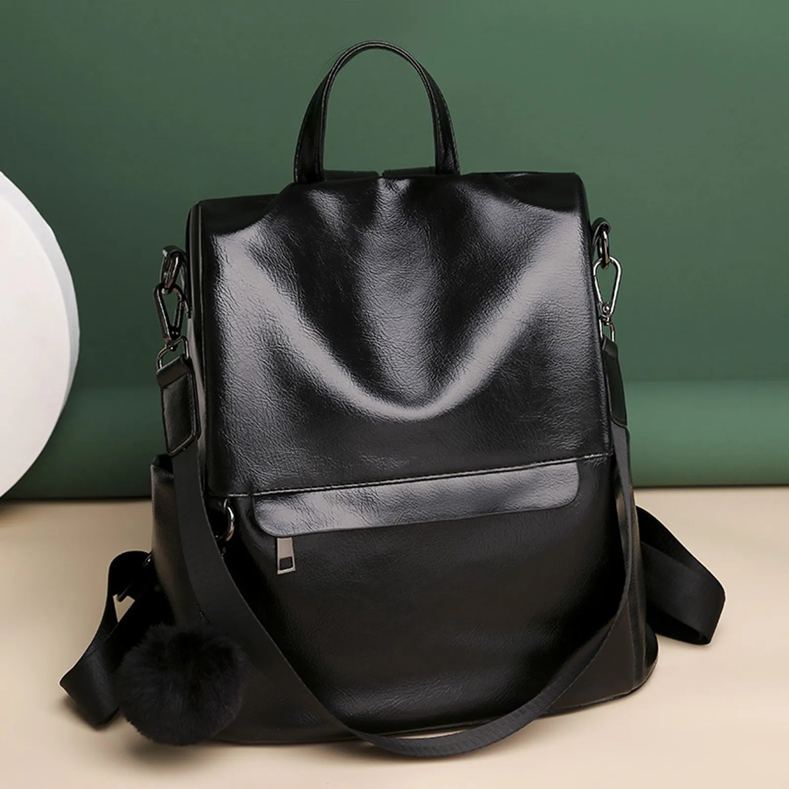 Women's Adjustable Shoulder Backpack Solid Color