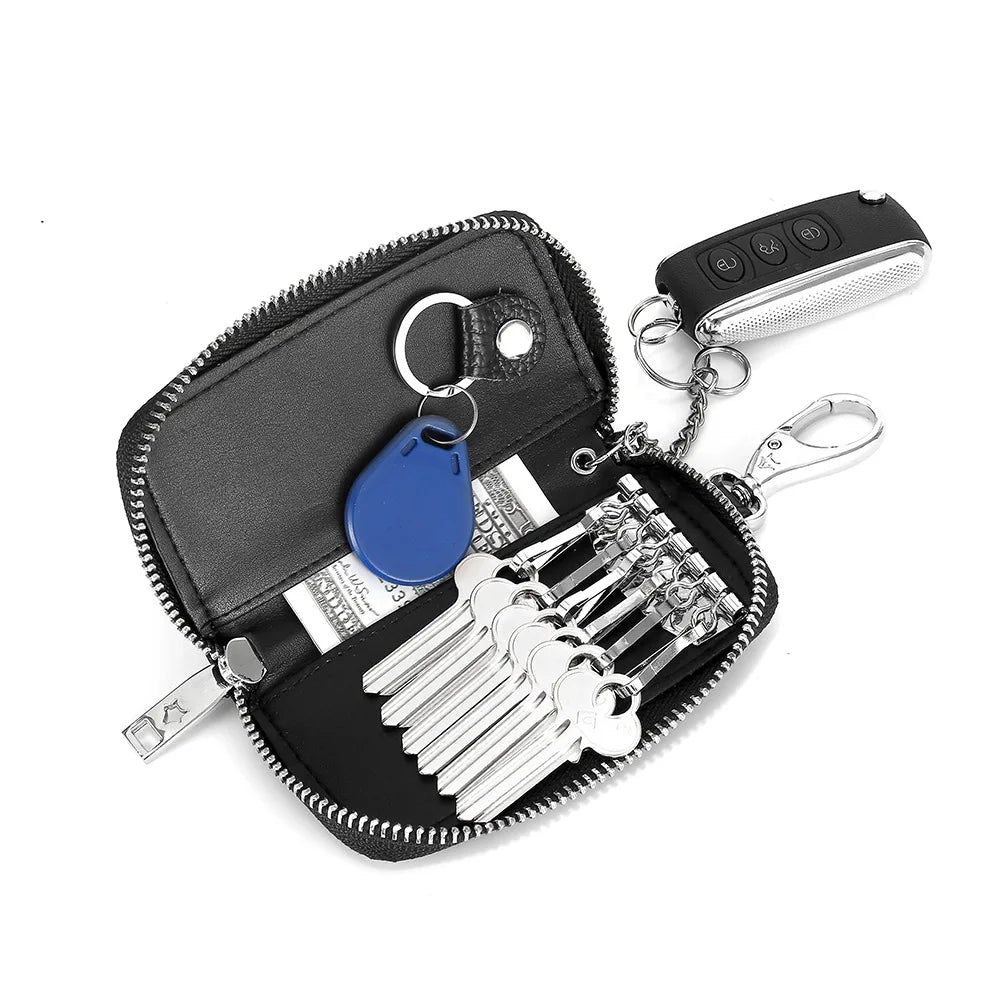 Leather Key Organizer Keychain Wallet for Men Multifunctional Car Key Holder