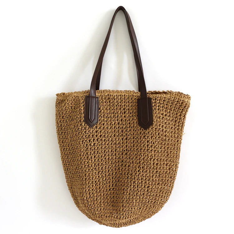 Straw Bag Women Tote Handbag Shoulder Beach Large Capacity Shopping