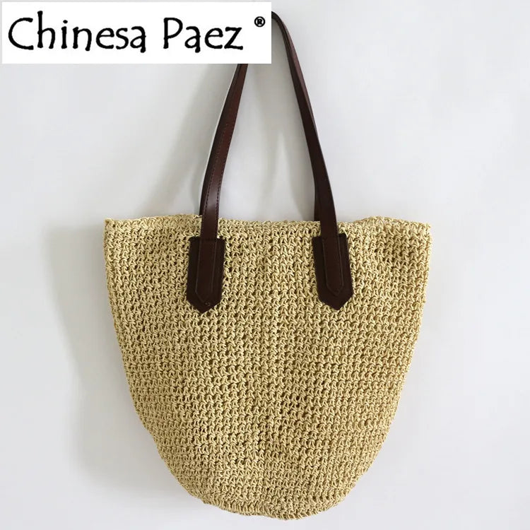 Straw Bag Women Tote Handbag Shoulder Beach Large Capacity Shopping