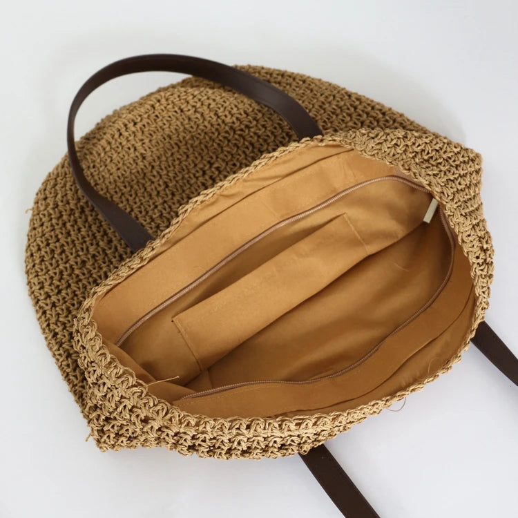 Straw Bag Women Tote Handbag Shoulder Beach Large Capacity Shopping