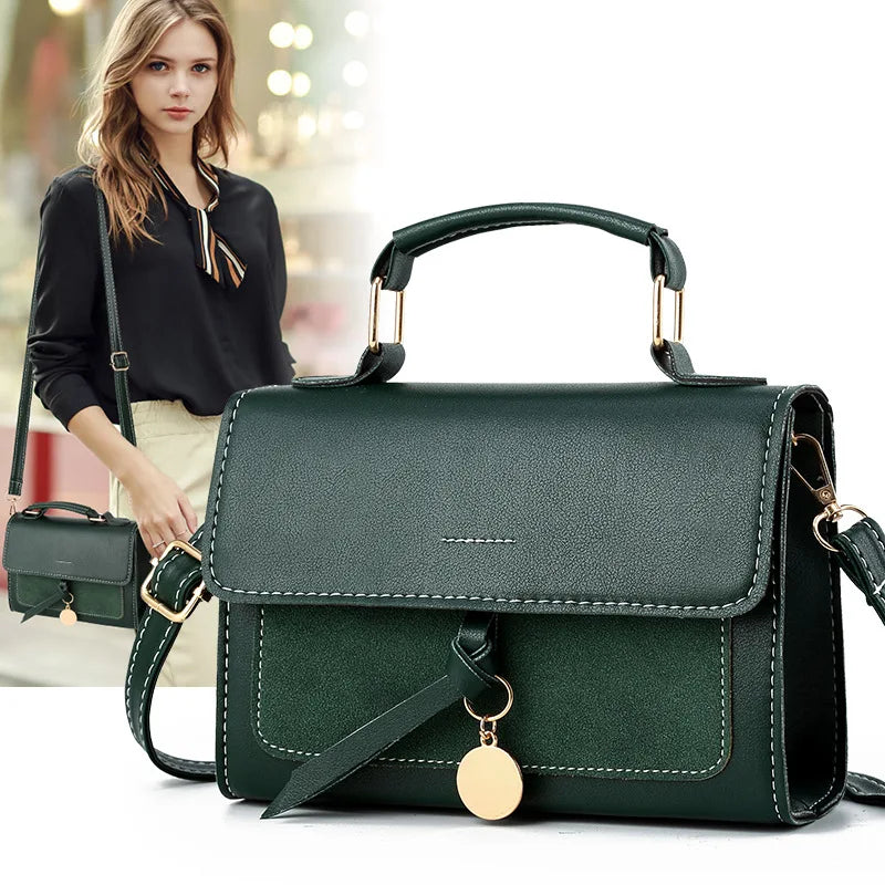 Solid PU Leather Flap Hasp Satchels Crossbody Bag Lady Casual Handbags