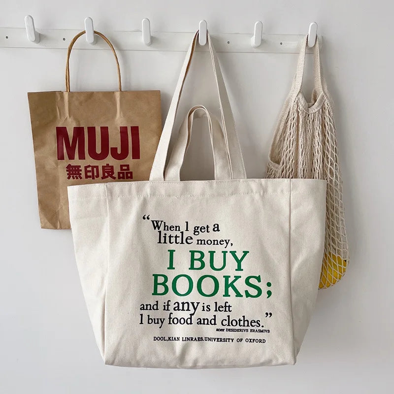 Large Capacity Letter Printed Women's Canvas Bag