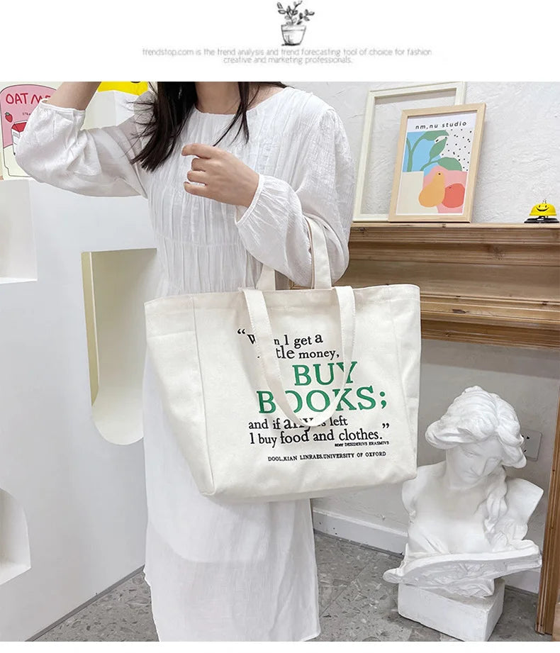 Large Capacity Letter Printed Women's Canvas Bag