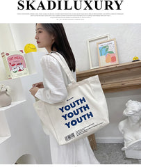 Large Capacity Letter Printed Women's Canvas Bag