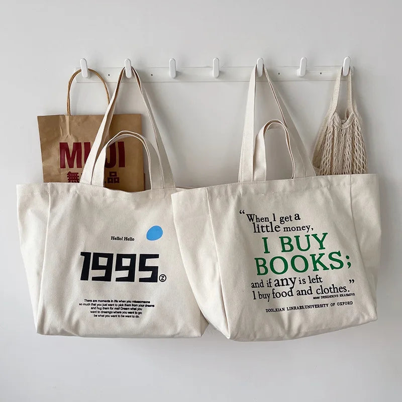 Large Capacity Letter Printed Women's Canvas Bag