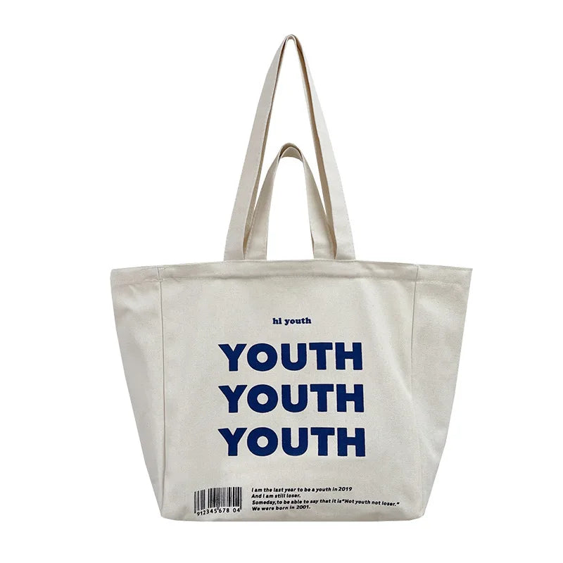 Large Capacity Letter Printed Women's Canvas Bag