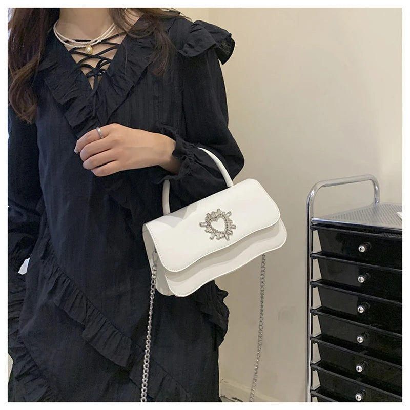 Solid Portable One Shoulder Cross Body Small Square Bag Women