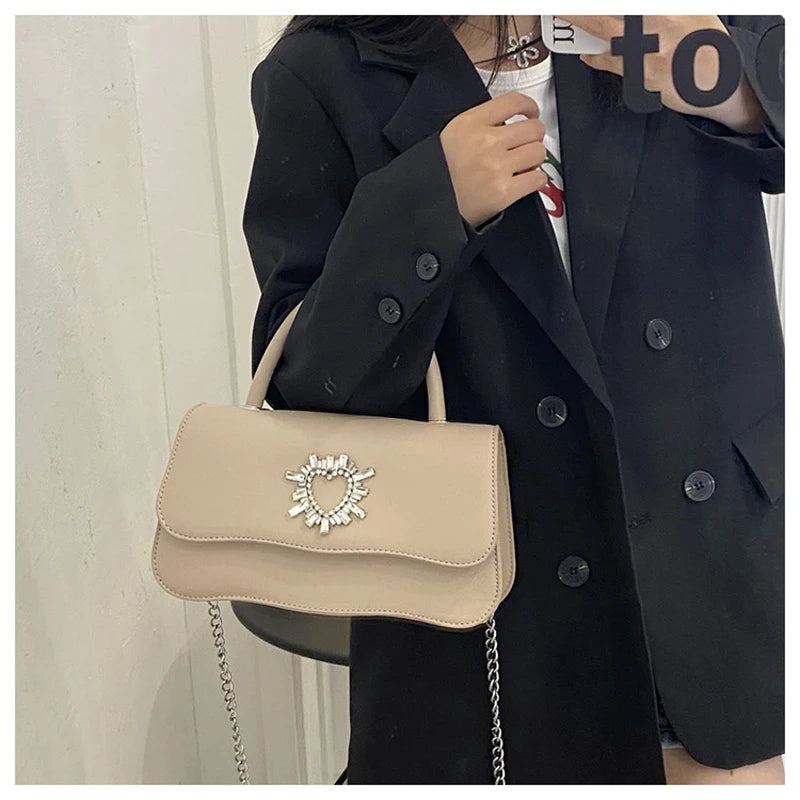 Solid Portable One Shoulder Cross Body Small Square Bag Women