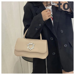 Solid Portable One Shoulder Cross Body Small Square Bag Women