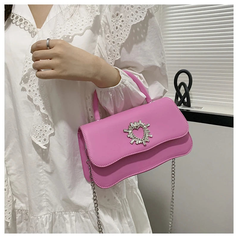 Solid Portable One Shoulder Cross Body Small Square Bag Women