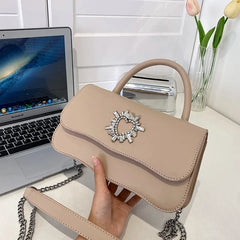 Solid Portable One Shoulder Cross Body Small Square Bag Women