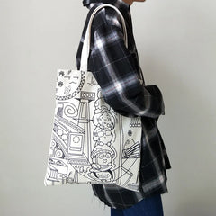 College Style Canvas Bag Large Student School Shopping Bag