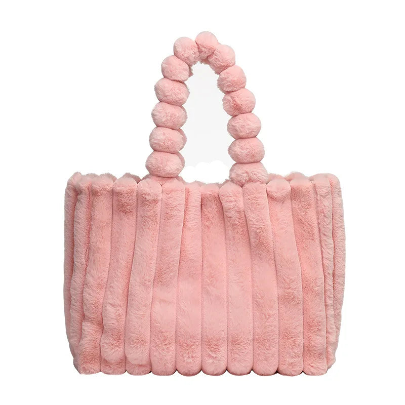 Casual Retro Underarm Bag Large Capacity Handbag Fur Shoulder Bag