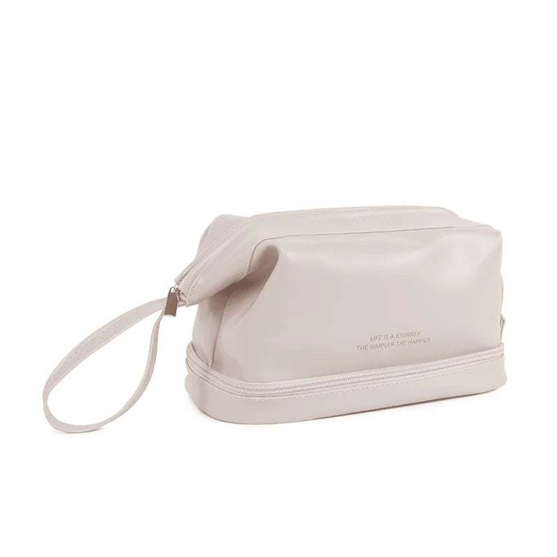 Double-Layer Portable Cosmetic Bag Large Capacity Portable Travel Storage Bag