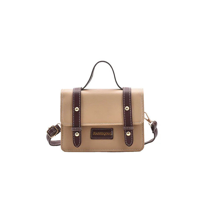 Women's Leather Shoulder Bag - Personalized Portable Square Bag