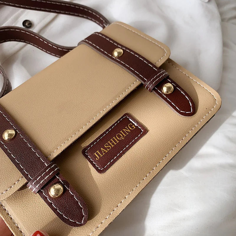 Women's Leather Shoulder Bag - Personalized Portable Square Bag
