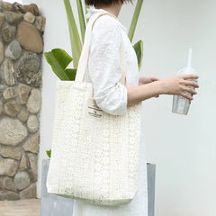 Literary Canvas Women's Bag Letter Printing Handbag Lace Shoulder Bag
