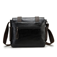 PU Leather Men's Messenger Bag Shoulder Bag Horizontal School Bag
