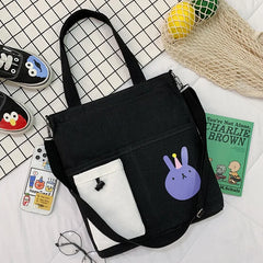 Canvas Shoulder Bag for Students Large Capacity Handbag