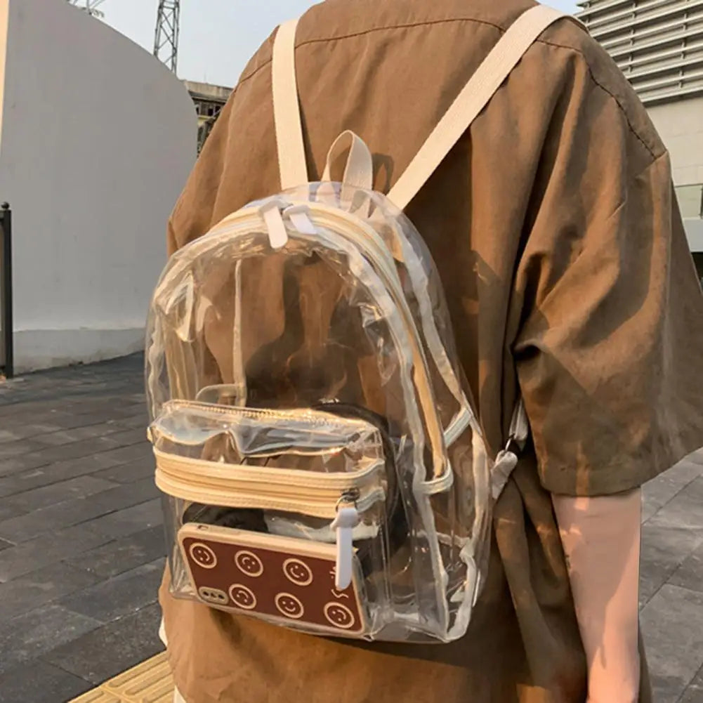 LED Lights Unisex Backpack Transparent Clear Bagpack School Bag