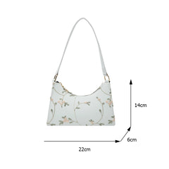 Floral Stitching Shoulder Bag Soft PU Leather Underarm Bags