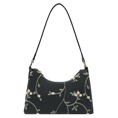 Floral Stitching Shoulder Bag Soft PU Leather Underarm Bags